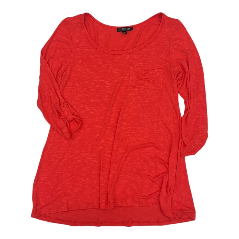 Top 3/4 Sleeve By Paraphrase In Coral, Size:L Stylish Men's Tropical 