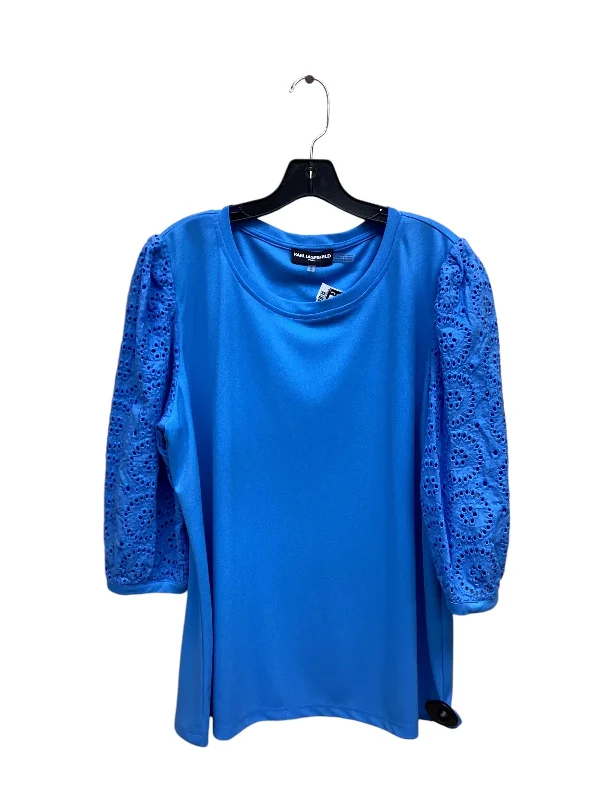 Top 3/4 Sleeve By Karl Lagerfeld In Blue, Size: Xl Polished Men's Silk