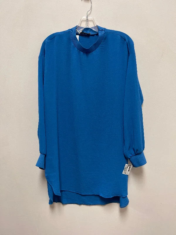 Tunic Long Sleeve By Clothes Mentor In Blue, Size: Xl Modern Men's Geometric