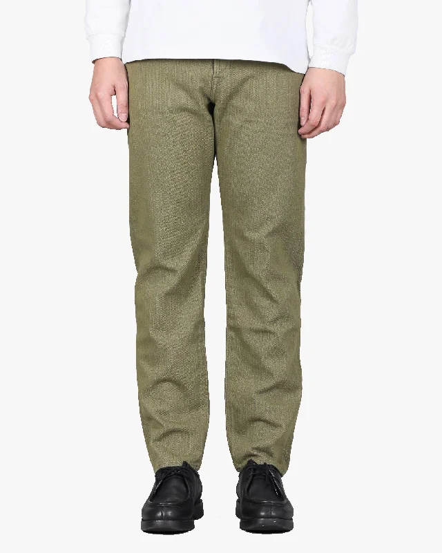 Momotaro MXJE1300 10.5oz Green Selvedge Denim Tapered Fit Jeans - Olive Edgy Men's Punk