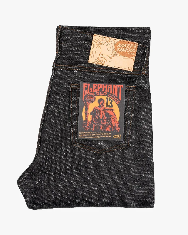 Naked & Famous Denim True Guy Regular Straight Mens Jeans - Elephant 13 Red Core Unique Men's Upcycled