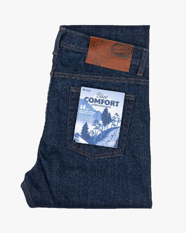 Naked & Famous Denim Weird Guy Regular Tapered Mens Jeans - Blue Comfort Stretch Selvedge Dapper Men's 1920S