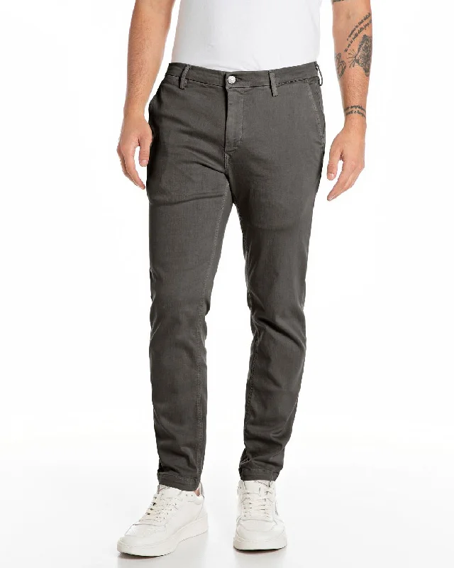 Replay Zeumar Hyperchino Colour XLITE Slim Mens Jeans - Wood Grey Modern Men's Tech