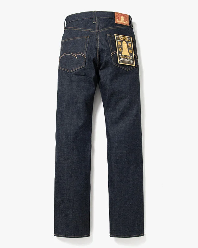 Studio D'Artisan BILLI-001 Billiken 14oz Regular Straight Selvedge Mens Jeans - Indigo Onewash Beach