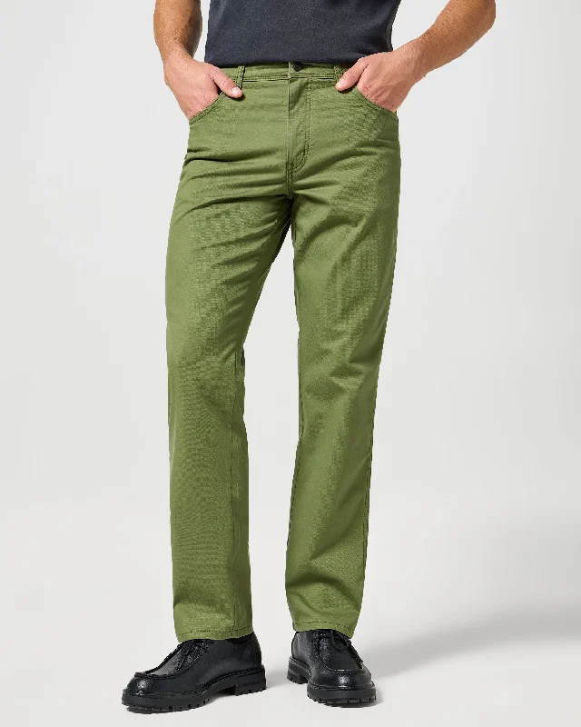 Wrangler Texas Stretch Authentic Straight Mens Cotton Satin Trousers - Dusty Olive Sporty Men's Tennis